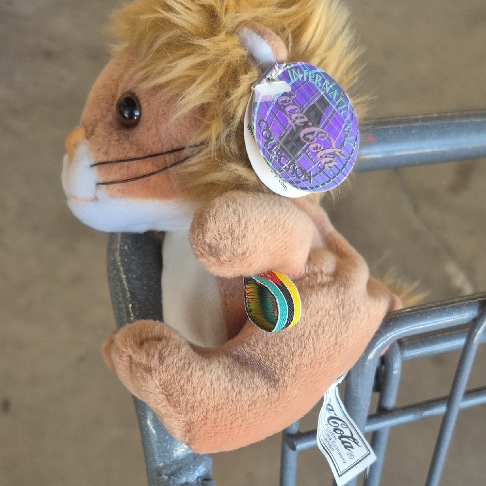 Coca Cola Brown and White Plush Lion Toy